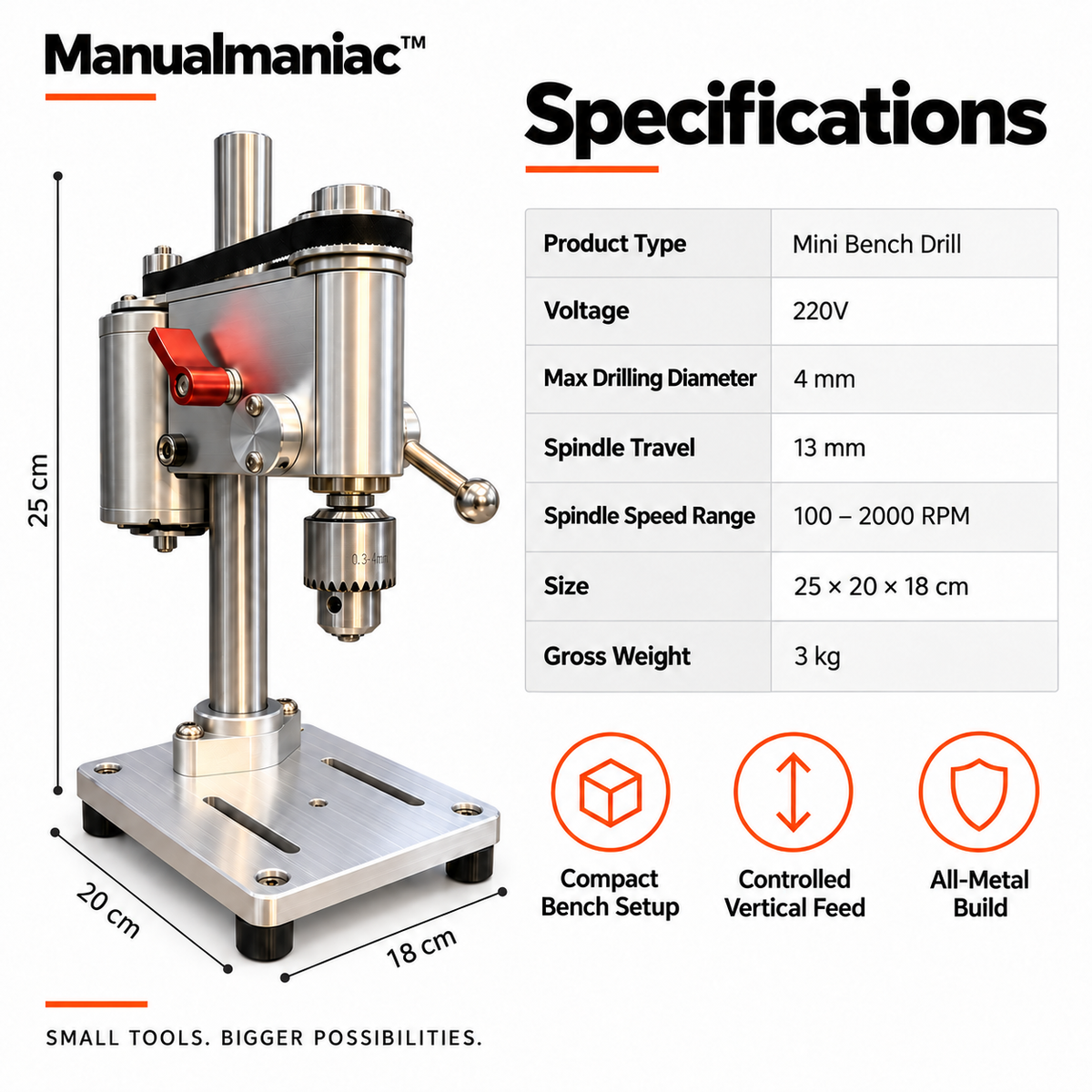 Manualmaniac™ PrecisionBench Mini Drill