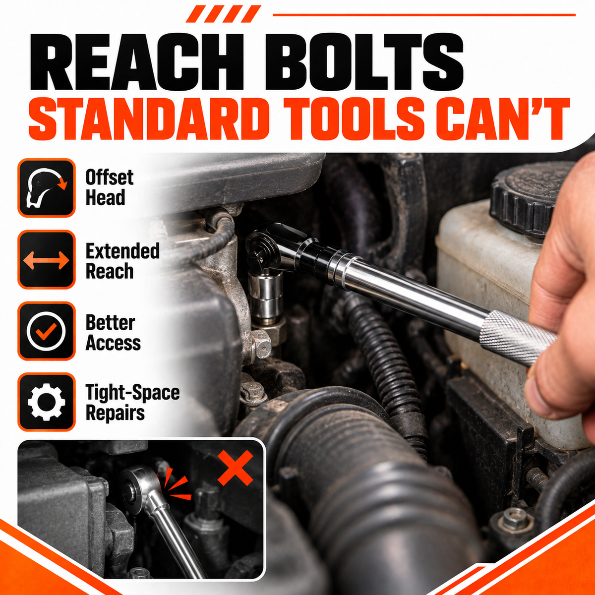Manualmaniac™ Offset Ratchet Extension
