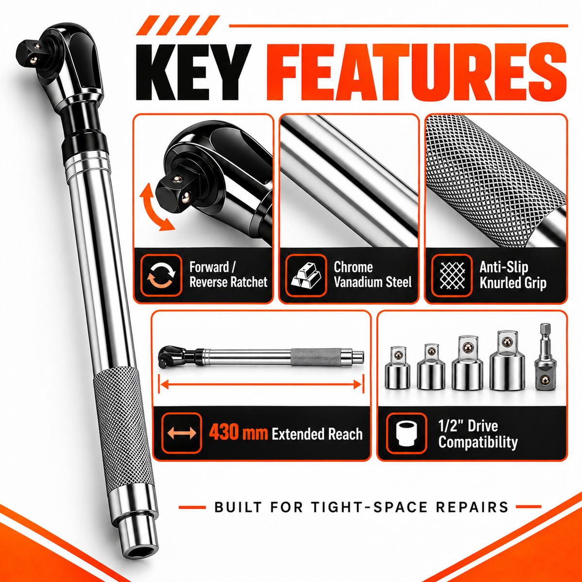 Manualmaniac™ Offset Ratchet Extension